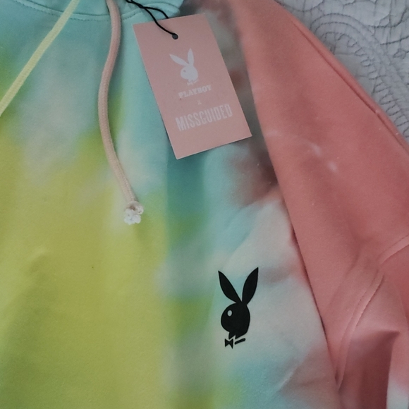 NEW & RARE playboy tie dye oversized hoodie dress - Picture 2 of 5